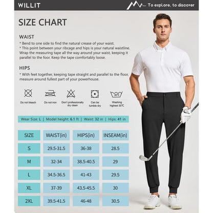 AMENI™ Men's Golf Joggers Pants Stretch Slim Fit